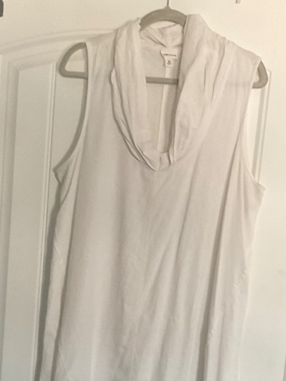 For Cynthia White sleeveless Cowl Neck Xlarge Linen Blend Hi Low Dress
